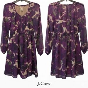 J.‎ Crew Purple and Green Patterned Midi Dress